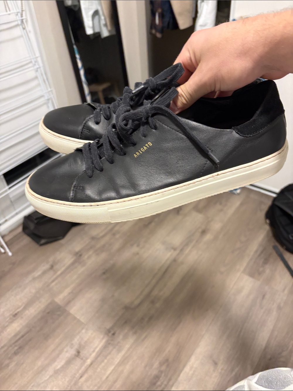 Axel Arigato Black Leather Low-Top Sneakers with Cream Sole